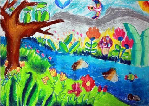 名家杨景芝点评儿童画作之《有小河的风景》