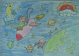 清华大学美术学院教授张錩点评儿童画作《太空之旅》